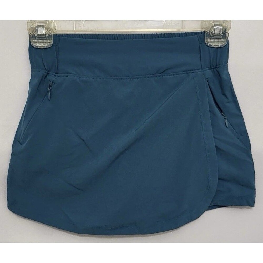 Freely Womens Small Teal Blue Athletic Skort Running Shorts Zip Pockets